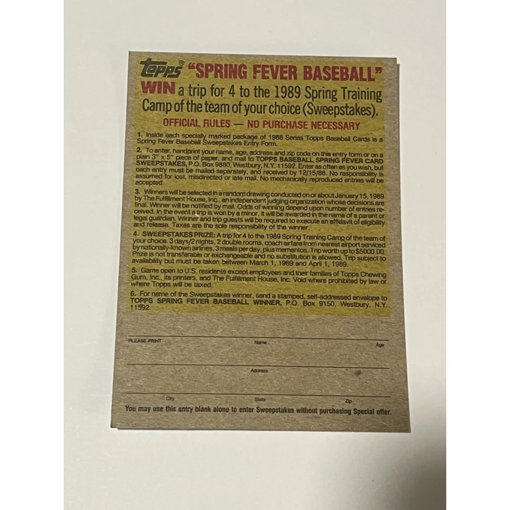 1989 Topps Baseball Promo Card Sweatshirt Offer - Picture 6 of 6